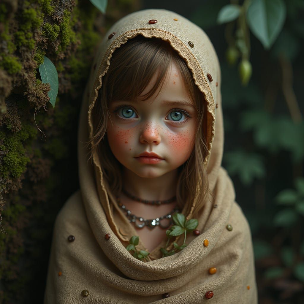 Vibrant Bohemian Child in Enchanted Forest