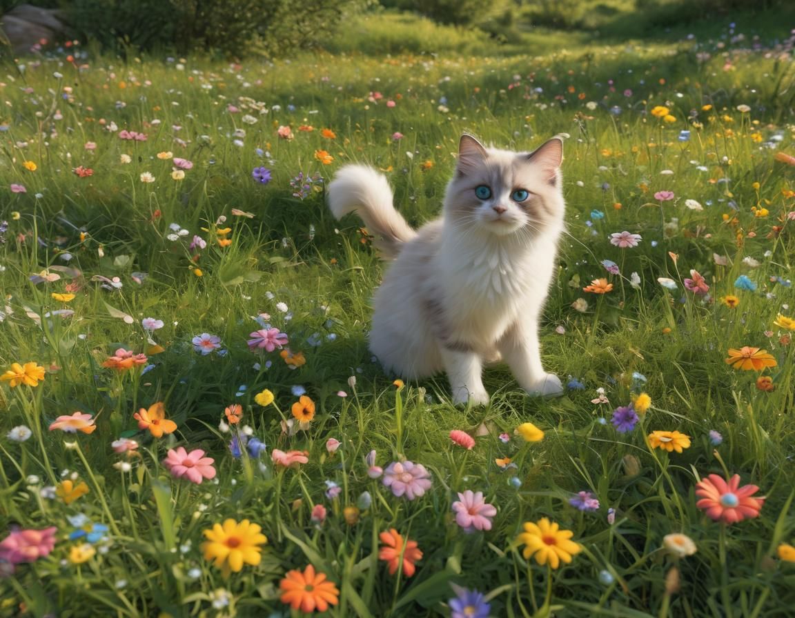Ragdoll Kitten's Candyland Adventure in Pixar Style