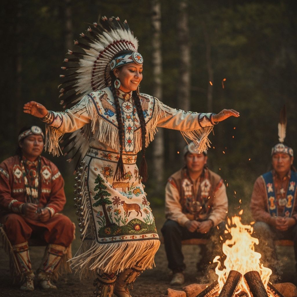Native American Woman Dancing in a Jingle Dress
