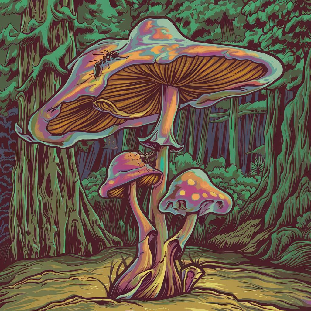 Psychedelic Magic Mushroom with Transcendent Design