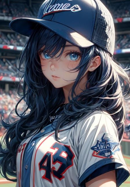 Fantasy Baseball Player with Blue Hair