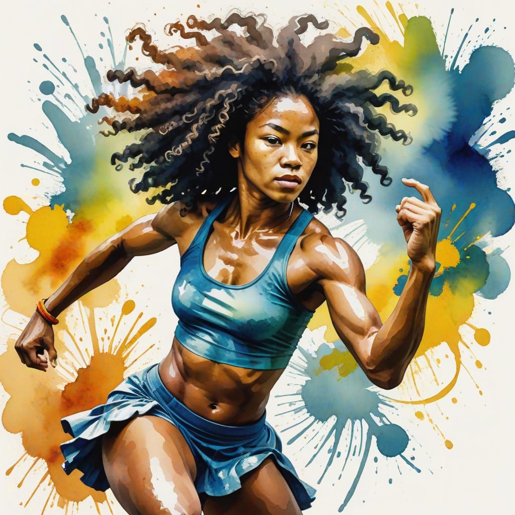 Dynamic Capoeira Dancer in Vibrant Watercolor