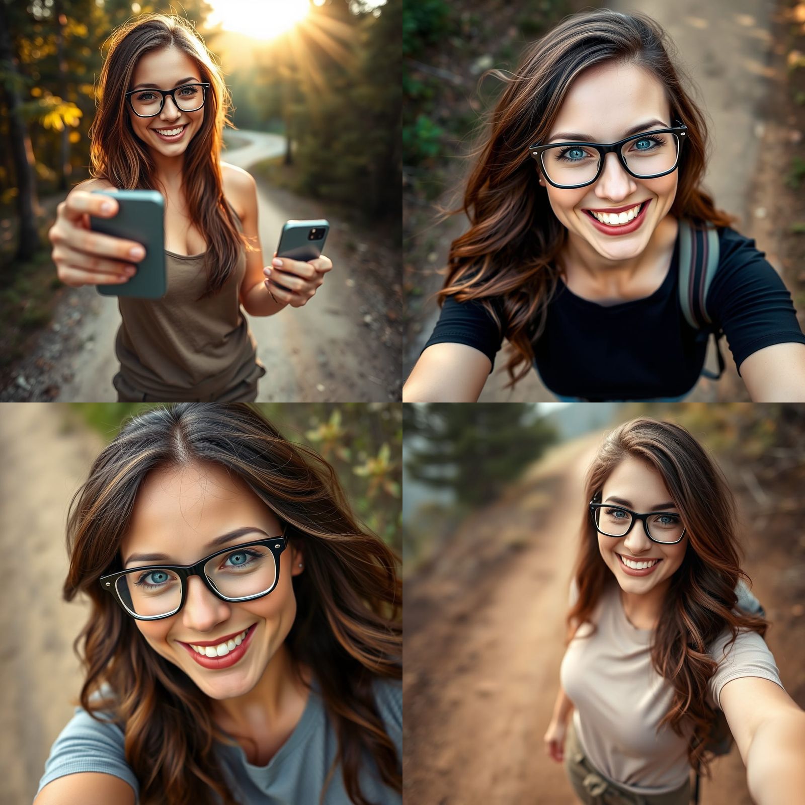Smiling Woman with Glasses in Natural Light Photo