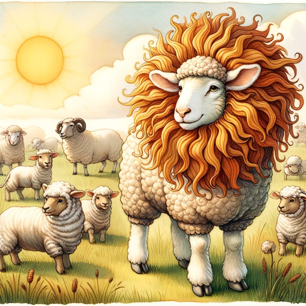 Sheep in Lion Costume in Fantasy Meadow