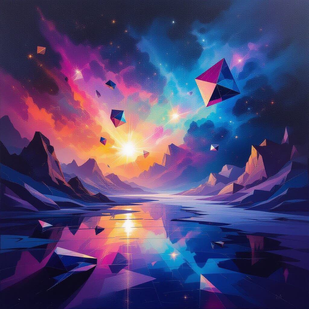 Ethereal Nebula Landscape with Abstract Shapes