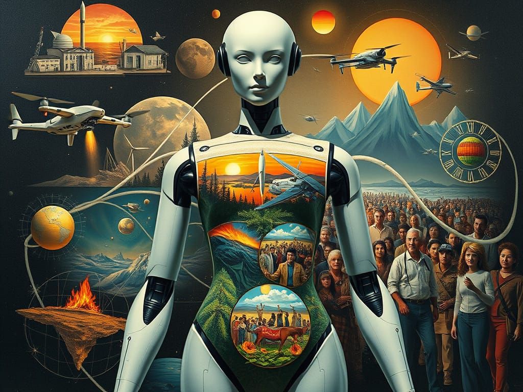 Female Android Visionary of a Future Decade in Dark Romantic...