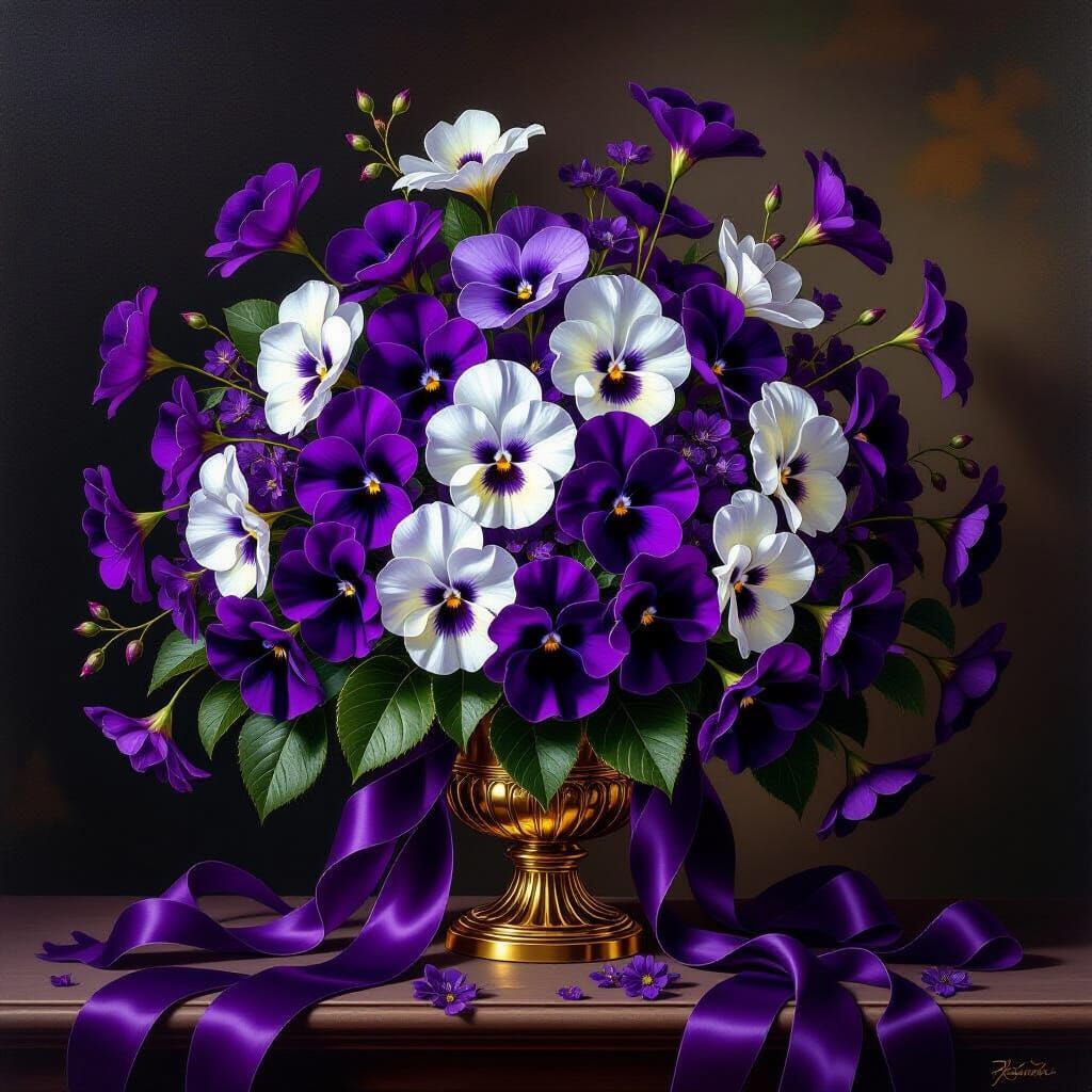 Baroque Floral Still Life with Gilded Accents