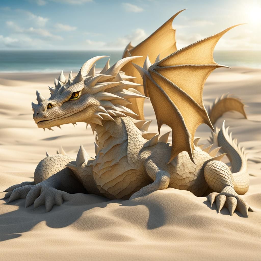 Reptilian Sand Dragon Basks in Warm Coastal Light