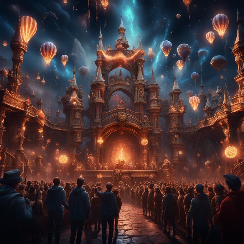 Spectators Experience a Magical Show: Detailed Matte Paintin...