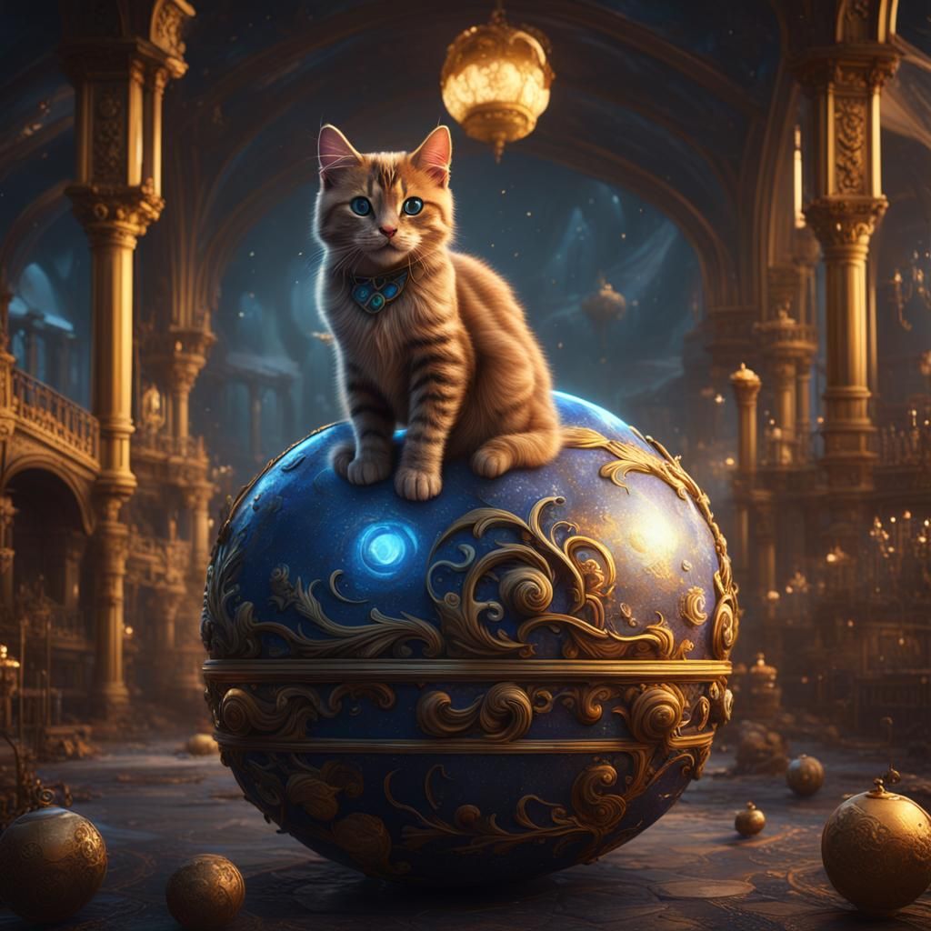 Cat on a Ball: Detailed Matte Painting