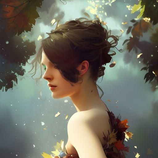 Seasons Portrait in Art Nouveau Style