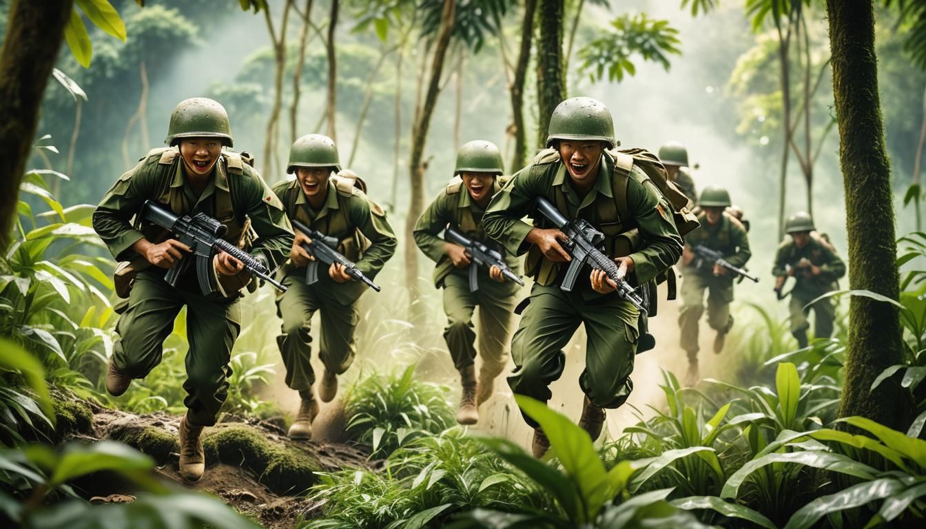 Vietnamese Soldiers in Jungle Action: Military Realism