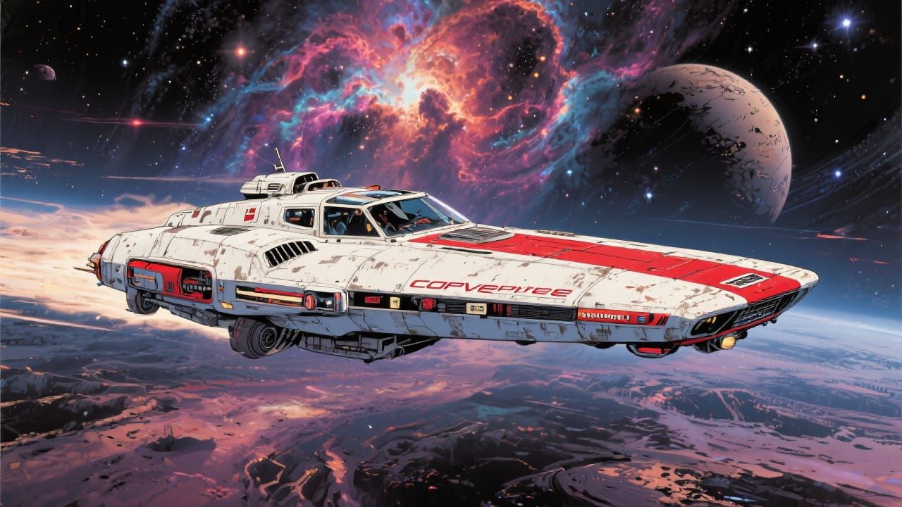 Vintage Space Cruiser Sails Through Interplanetary Space