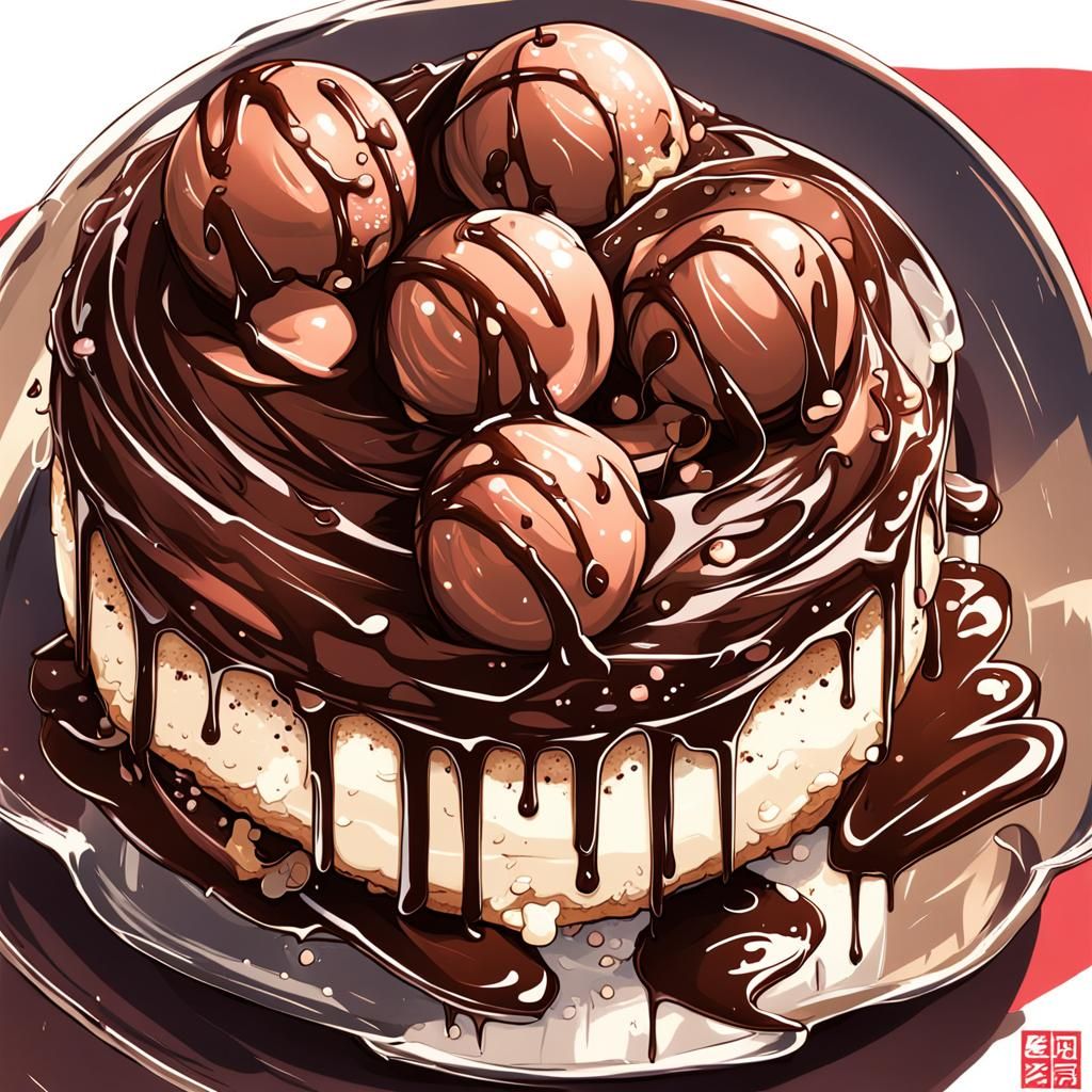 Chocolate Ice Cream in Anime Style