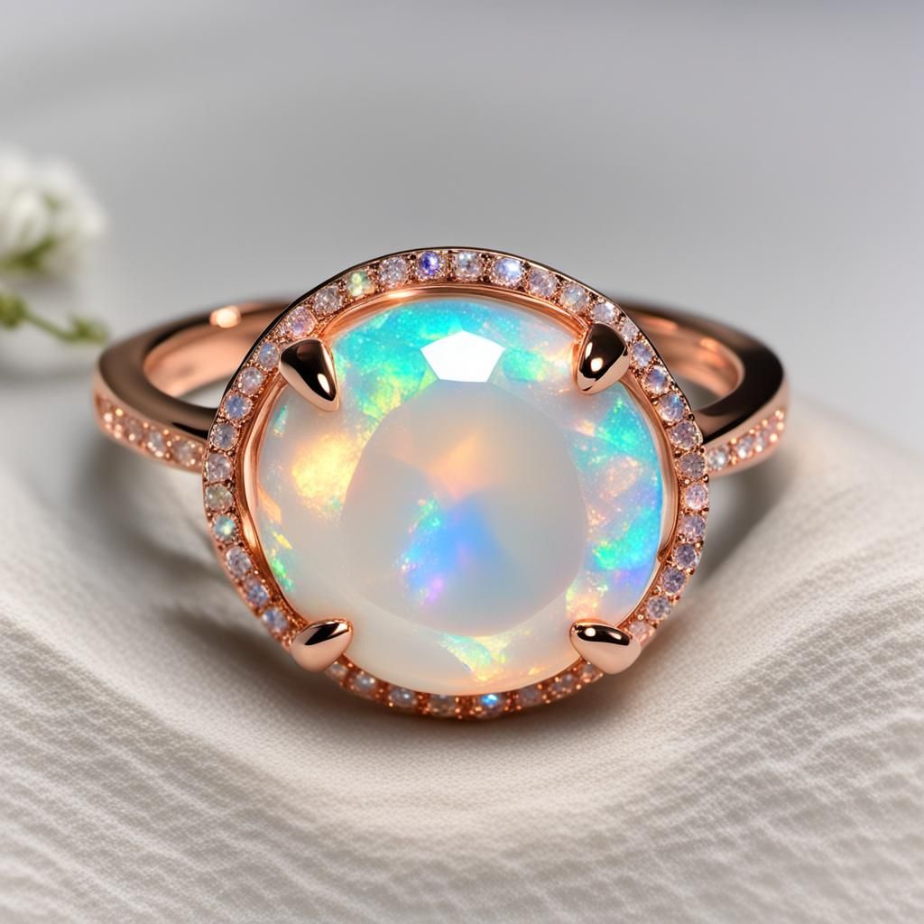 Iridescent Gemstones Encased in Rose Gold
