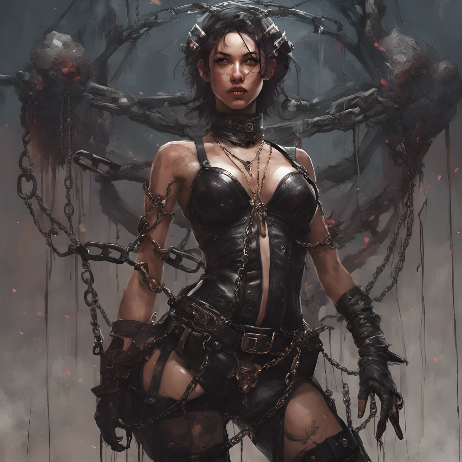 Woman in Latex Harness: Fantasy Art in 4K