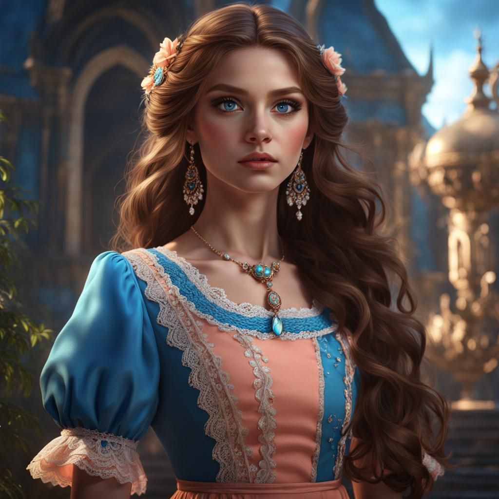 Chibi Girl with Blue Eyes in Detailed Digital Art