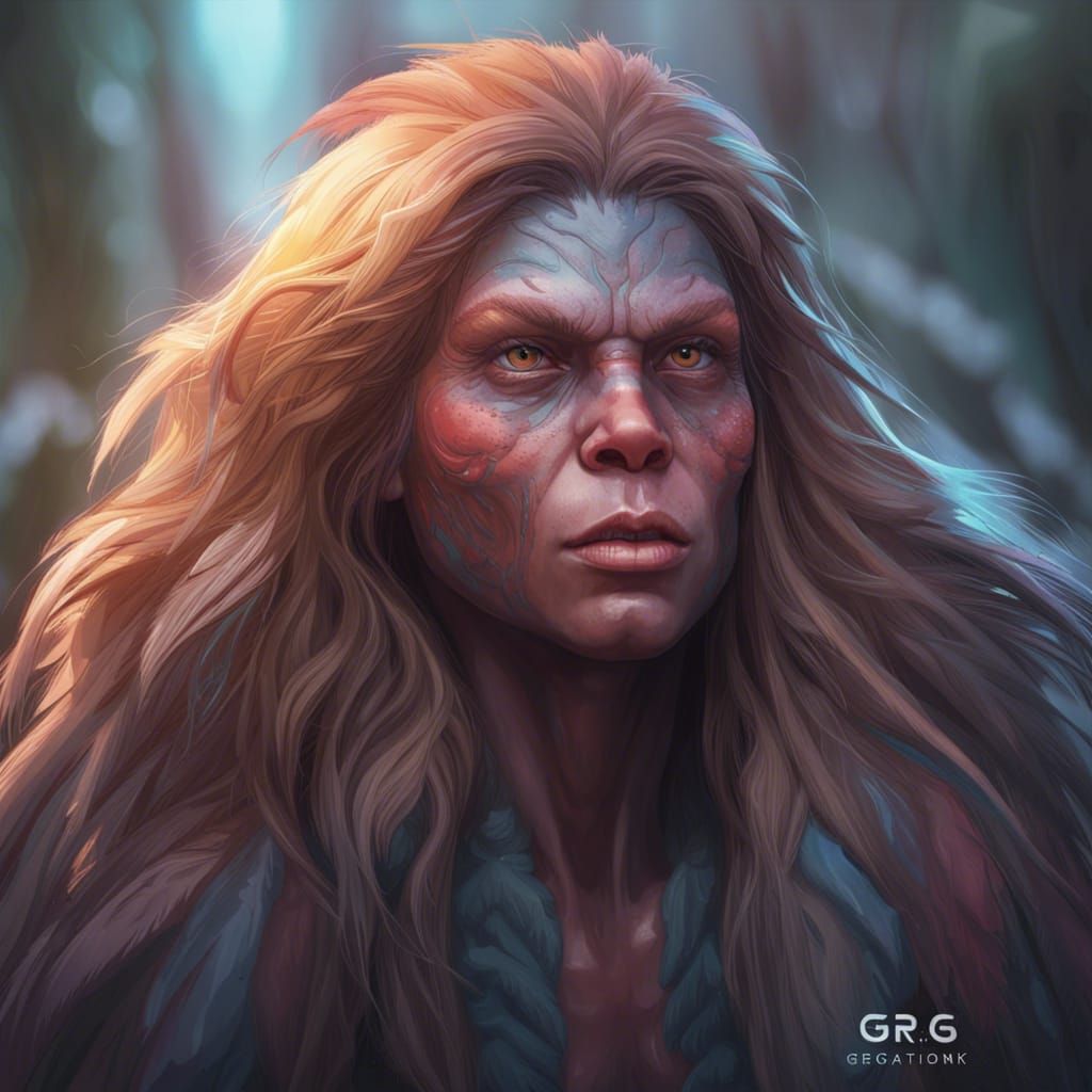 Detailed Portrait of a Female Sasquatch