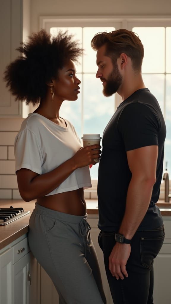 Curvy African American Woman Engages in Flirtatious Conversa...