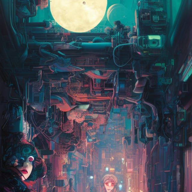 Cyberpunk Victorian Haunted Mansion Comic Art