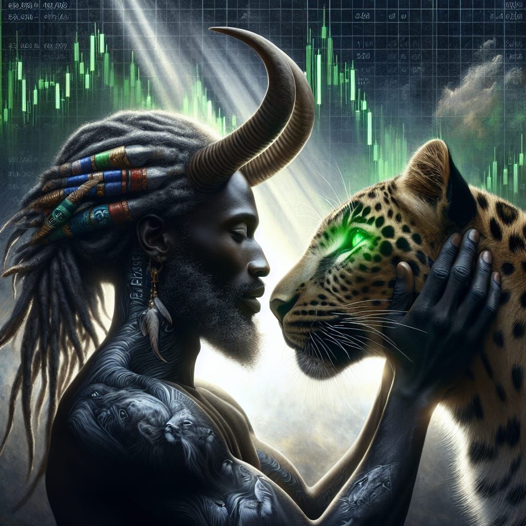 Warrior and Leopard: A Mystical Finance Scene