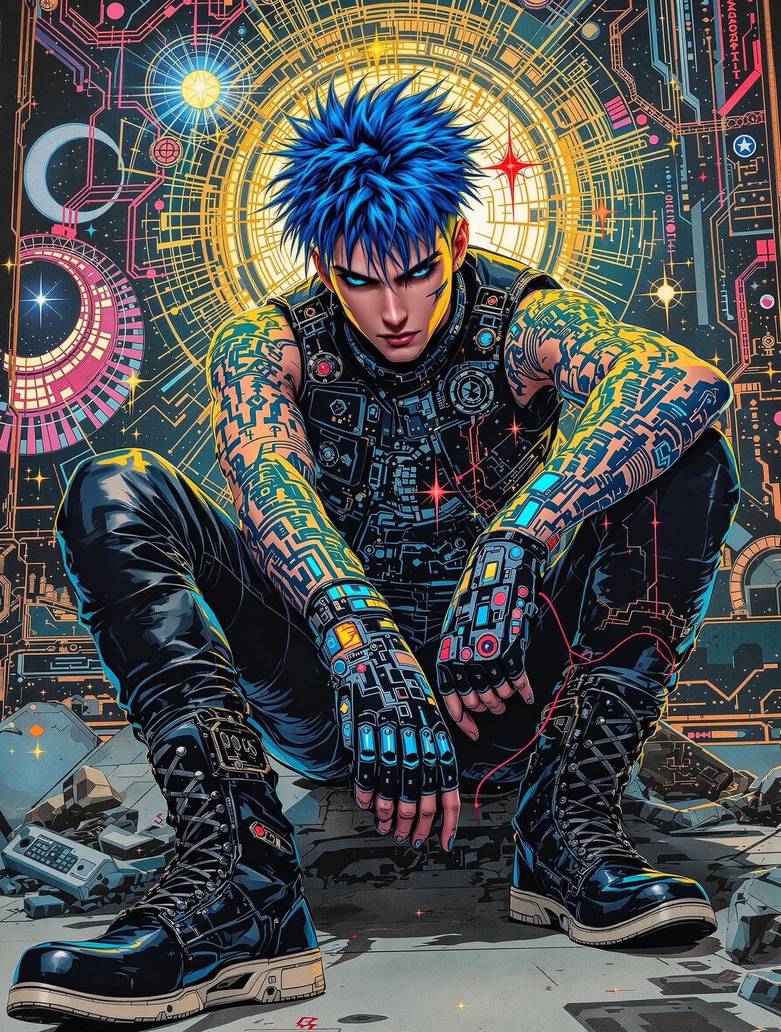 Ice Blue Skar - Cyber Anarchist Warrior