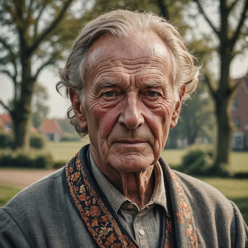 Elderly Dutch Man Portrait in Traditional Clothing