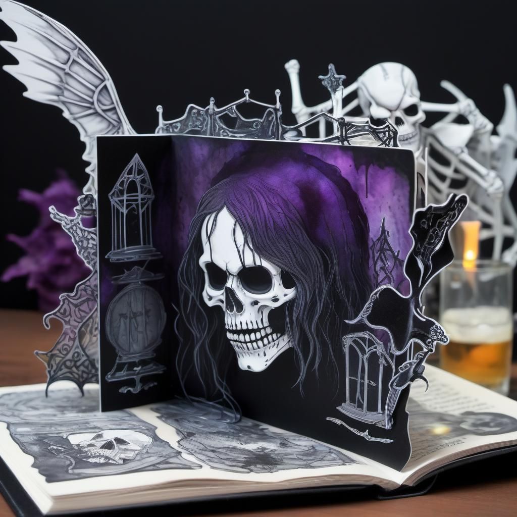 Emo Goth Lead Singer Pop-Up Book in Alcohol Inks