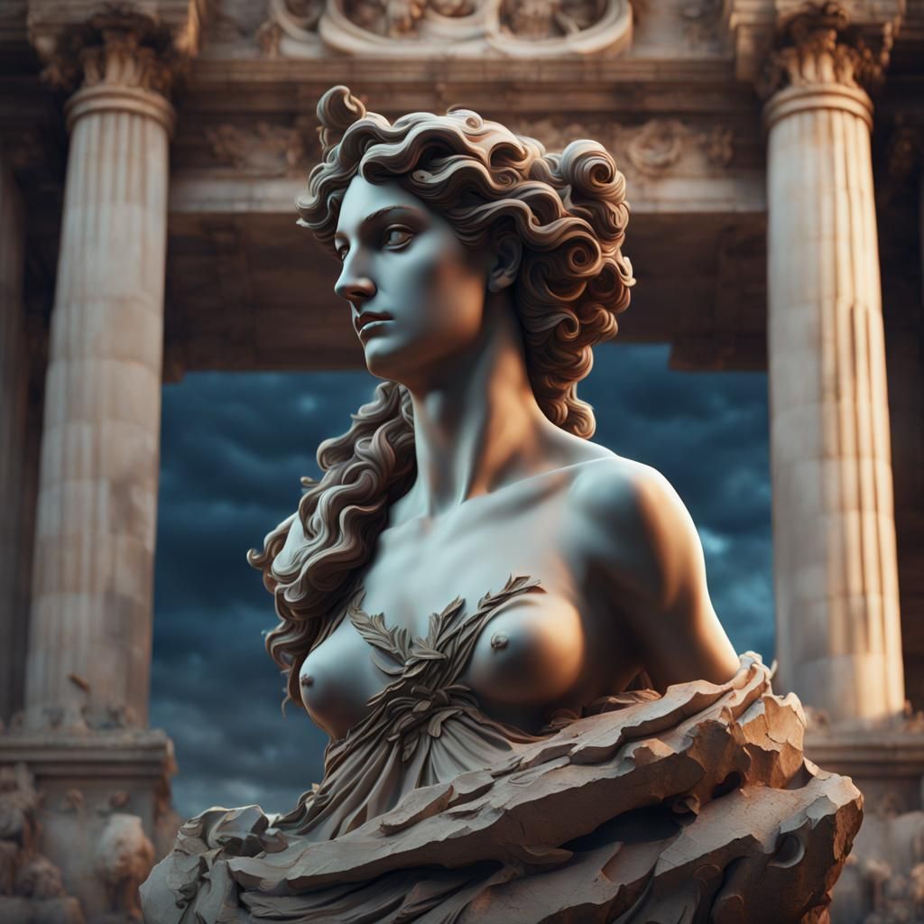 Broken Greek Venus Statue in Detailed Matte Painting