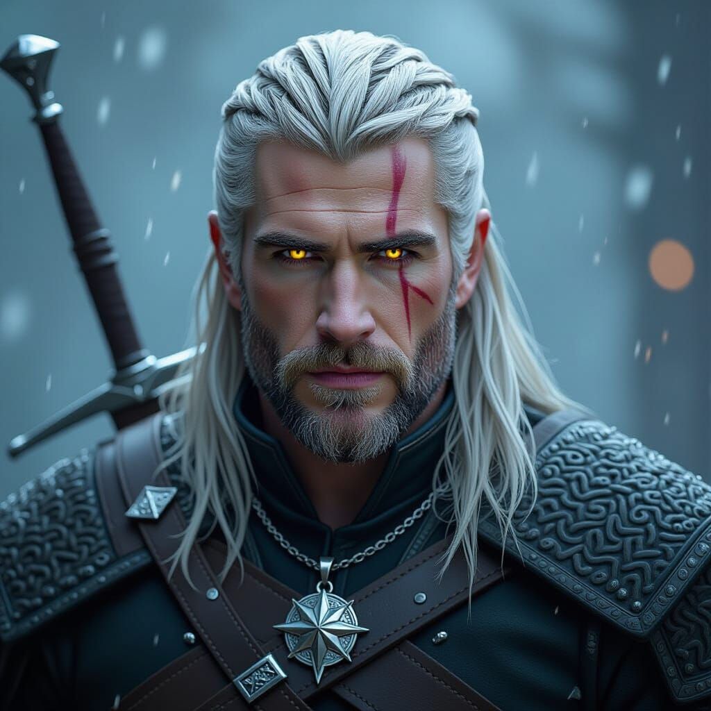 Geralt of Rivia Dark Fantasy Portrait