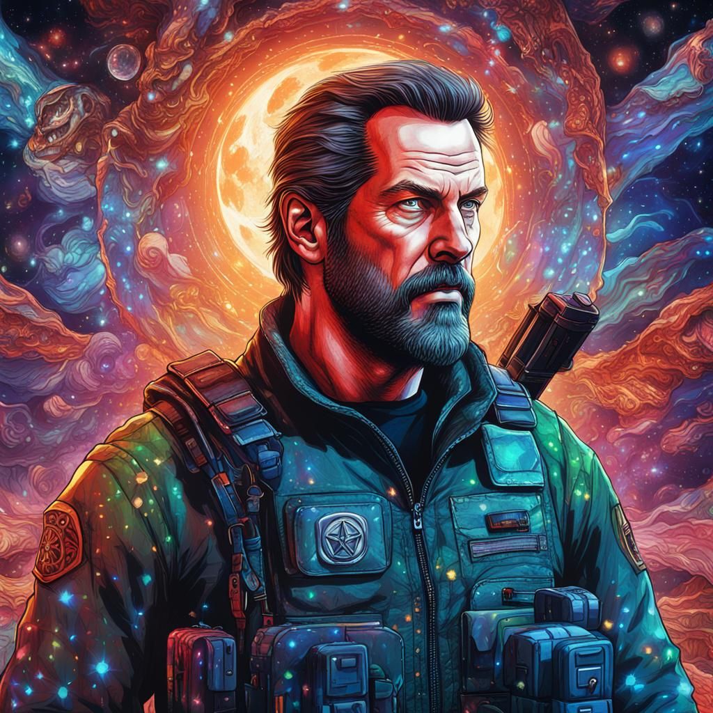 Barry Burton: Resident Evil in Holographic Illustration