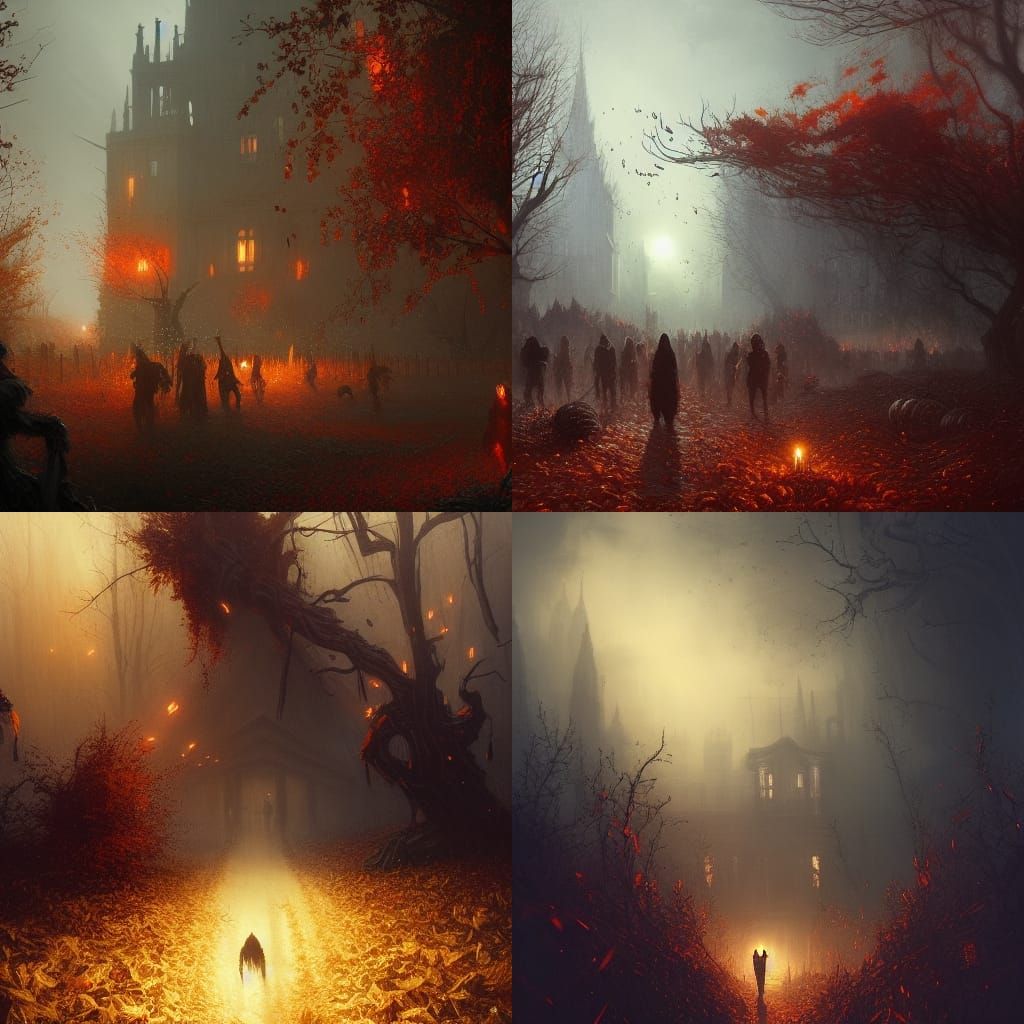 Haunted Fall Harvest in Dark Fantasy Style