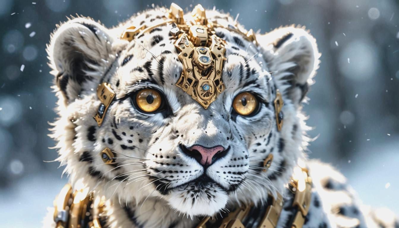 Robotic Snow Leopard Cub in Macro Photography