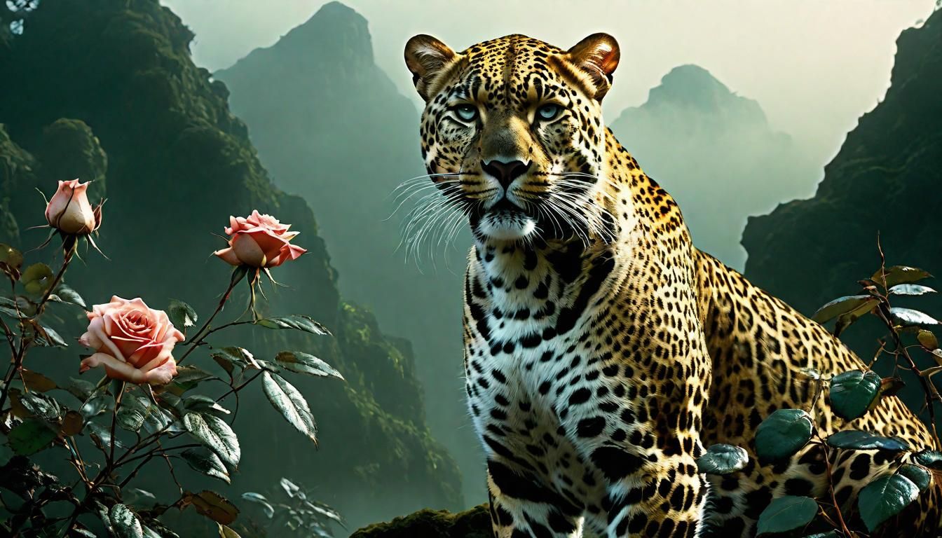 Leopard Octopus Rose: Fantasy Matte Painting