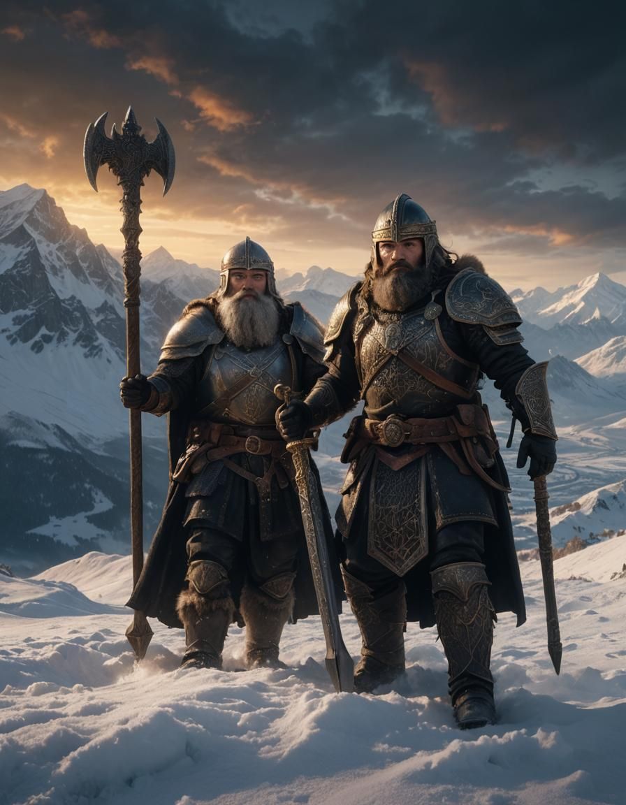 Armored Dwarf Warrior with Hammer in Gothic Style