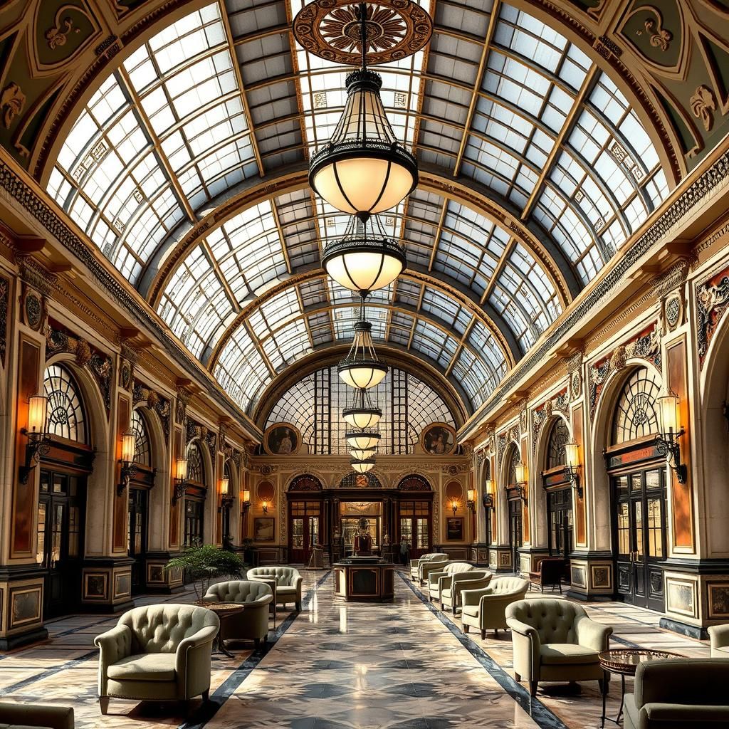 Art Deco Railway Station with Ornate Details