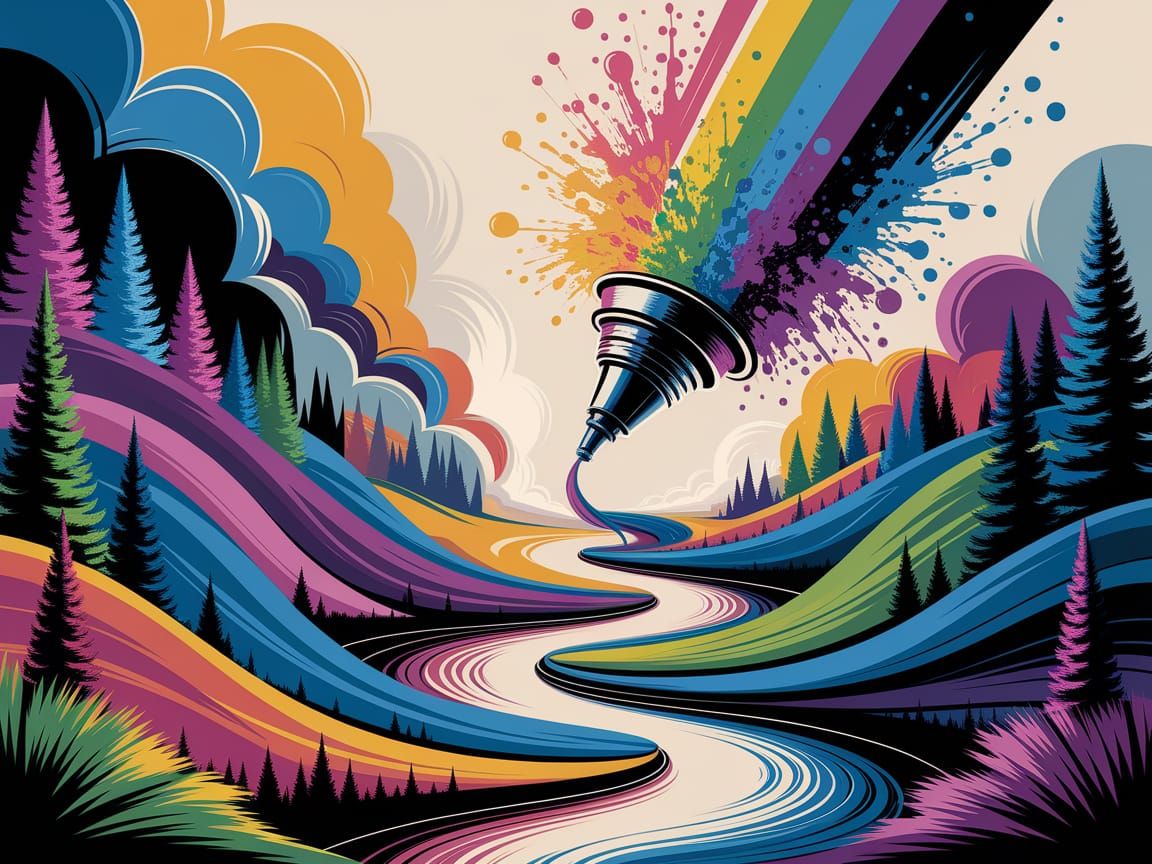 Vibrant Abstract Landscape in Visionary Art Style