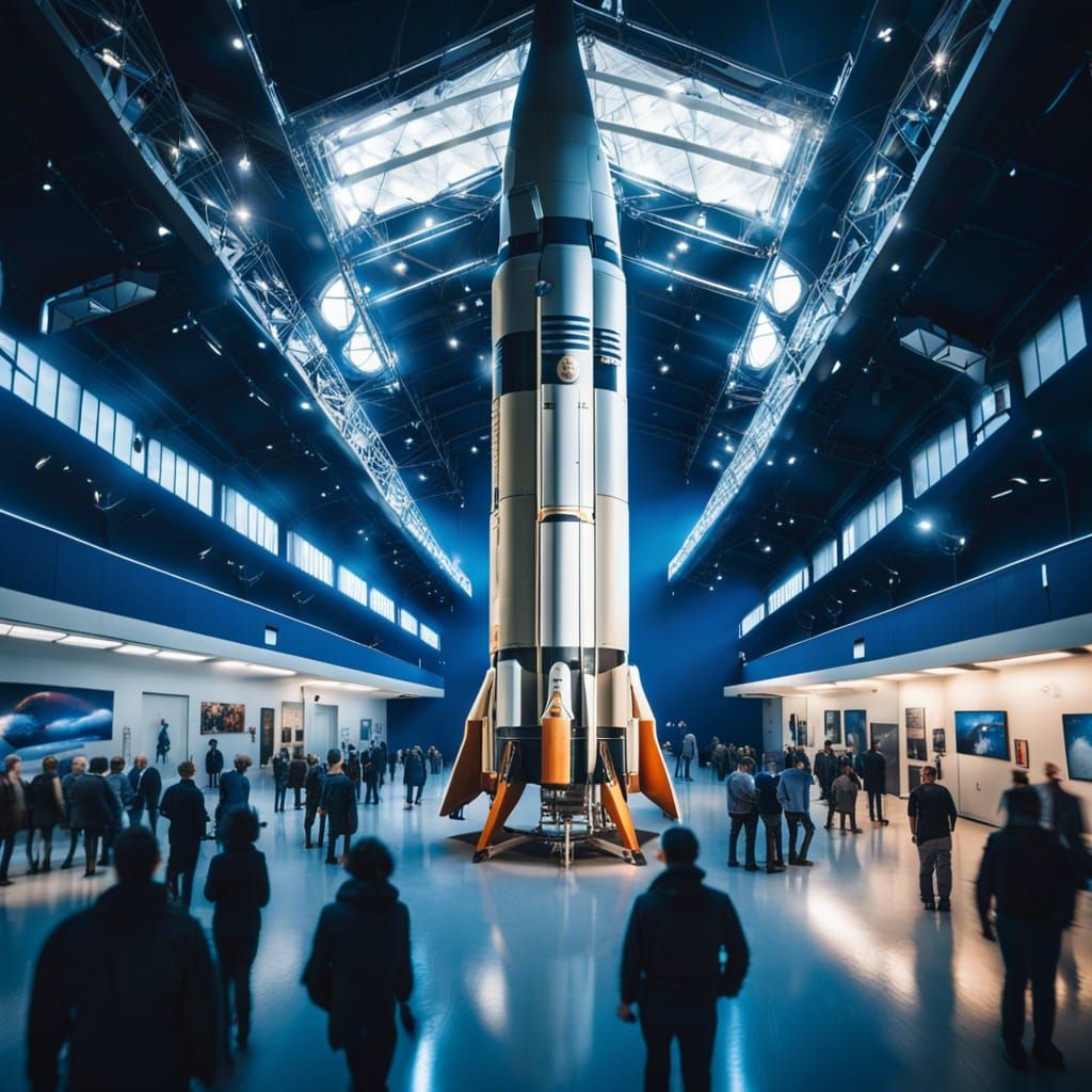 Space Museum Hall with Saturn V Rocket