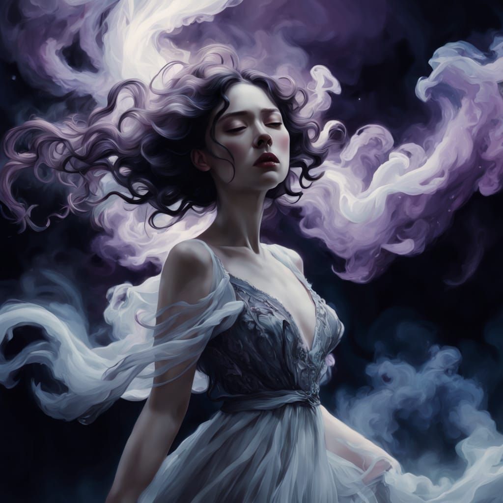 Ethereal Smoke Portrait in Symbolist Style