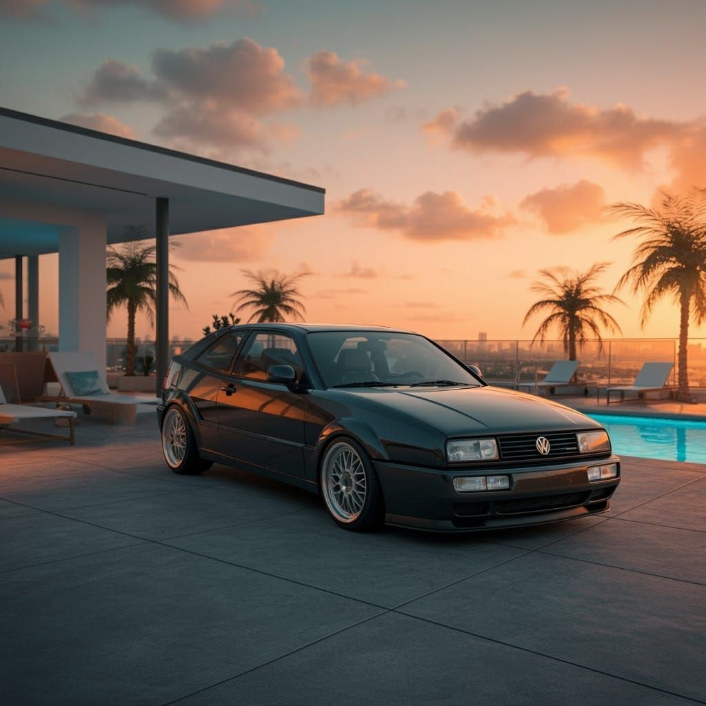 Volkswagen Corrado Coupe at Miami Rooftop Sunset