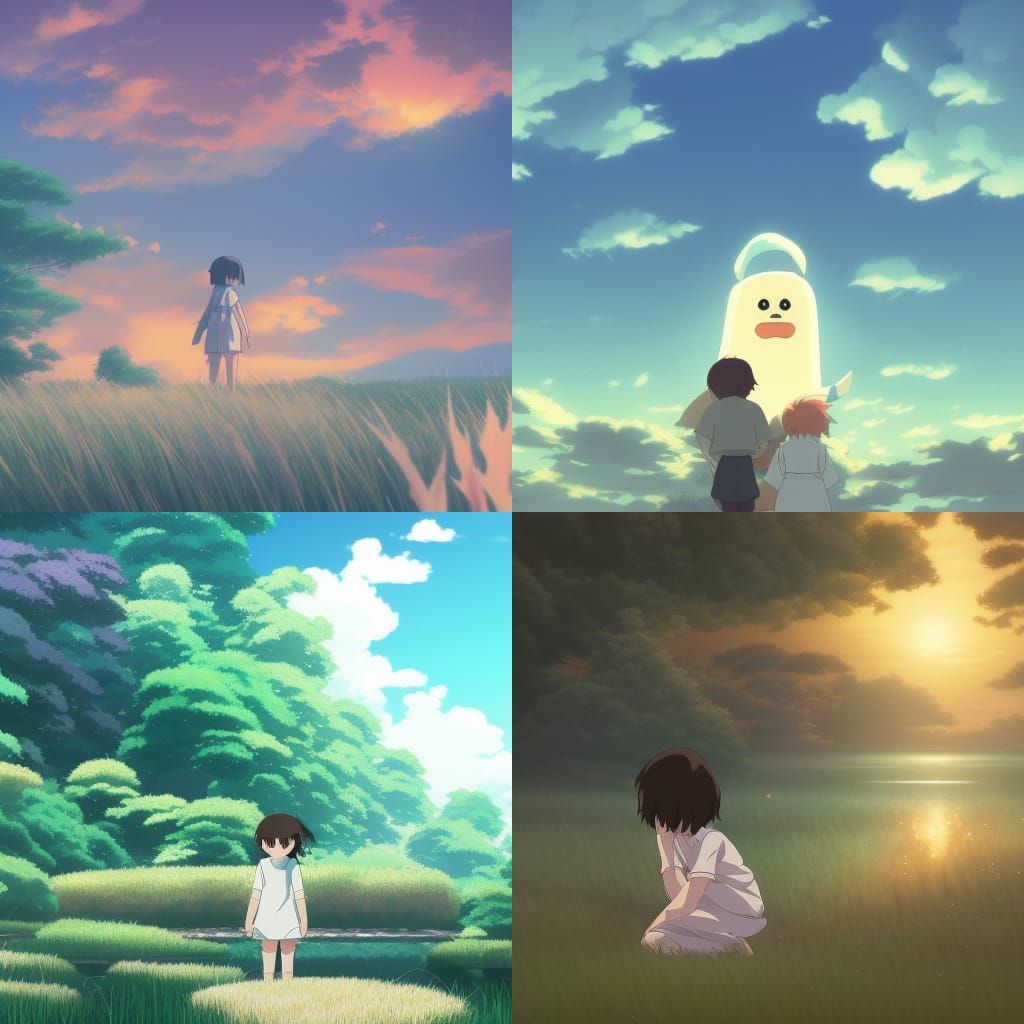 Marshmallow in Studio Ghibli Anime Style