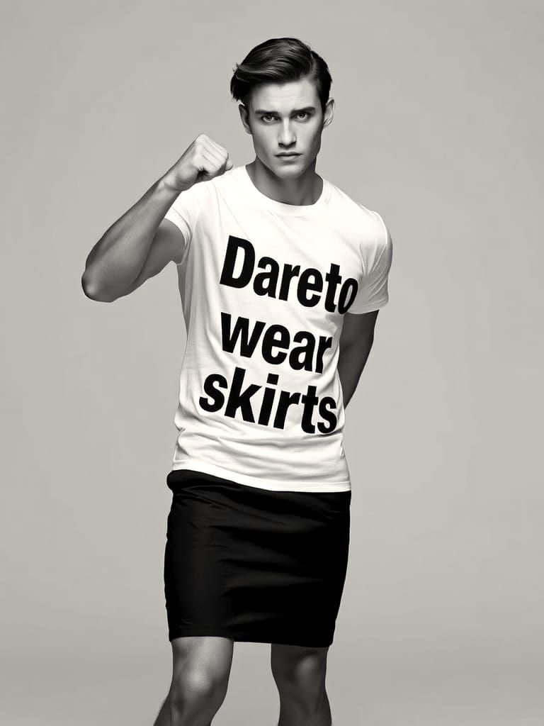 Confident Gentleman Wears Skirt with Attitude in Edgy Fashio...