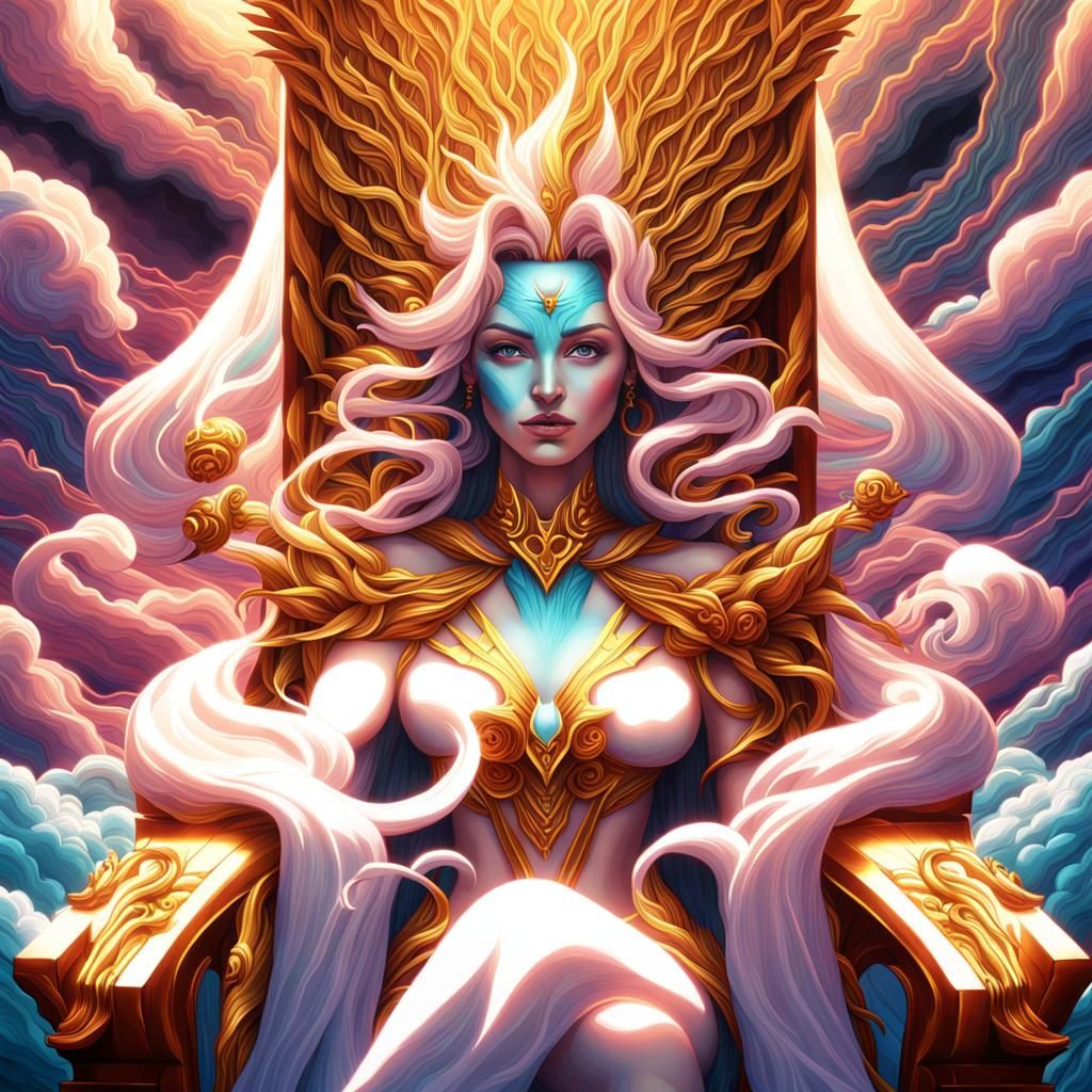 Anime Goddess Portrait in Rose and Gold Hues