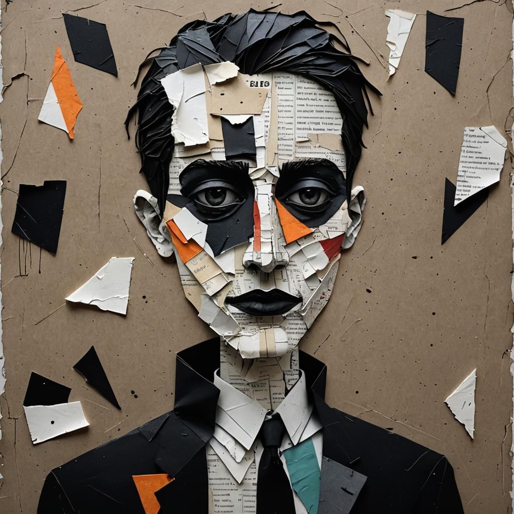 Paper Hand Collage in Noir Style