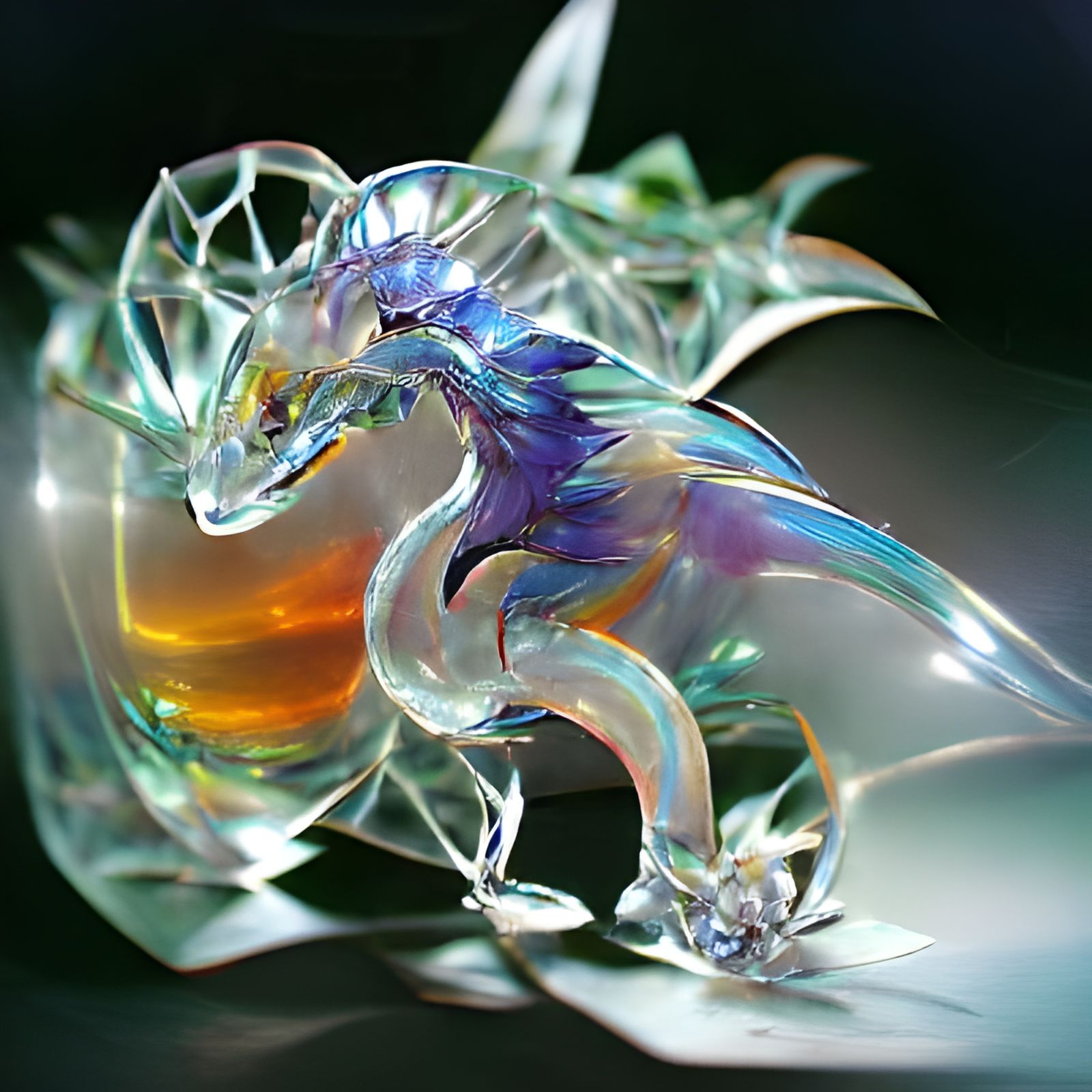 Spectacular Glass Dragon Sculpture