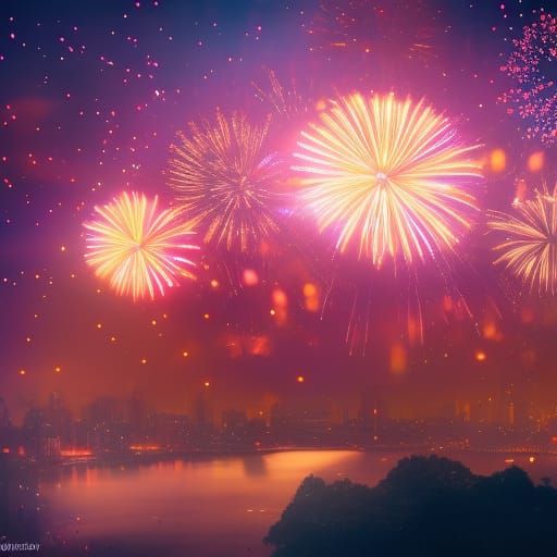 Sparkling Fireworks Display on New Year's Eve