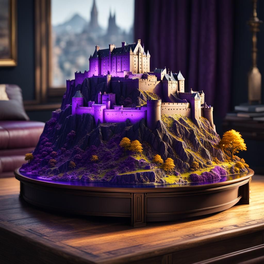 Miniature Edinburgh Castle: Dark Fantasy Concept Art