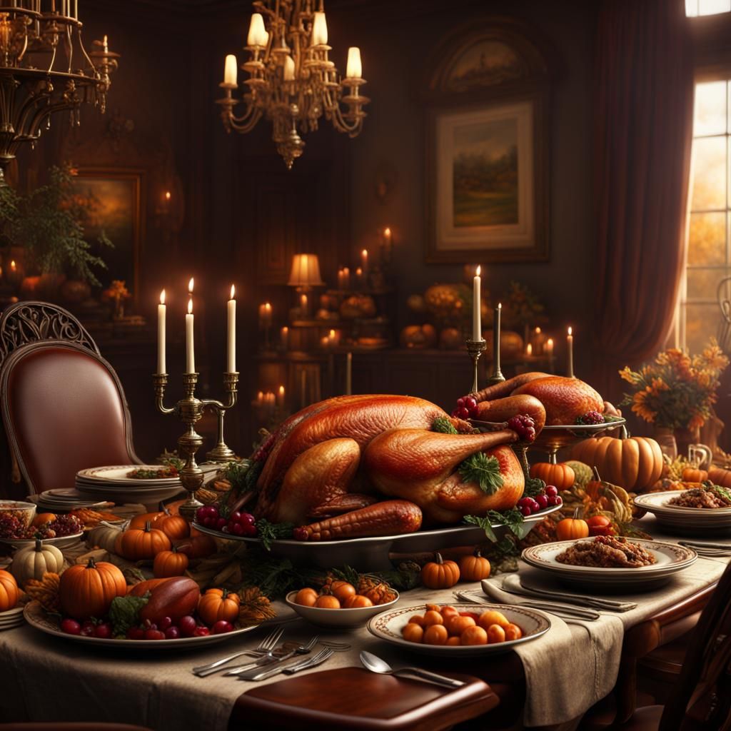 Thanksgiving Table in Epic Cinematic Style