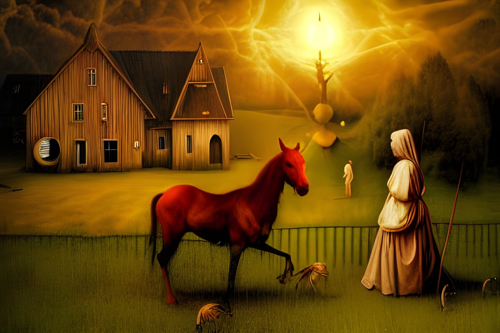 Amish Paradise: Surreal Digital Illustration