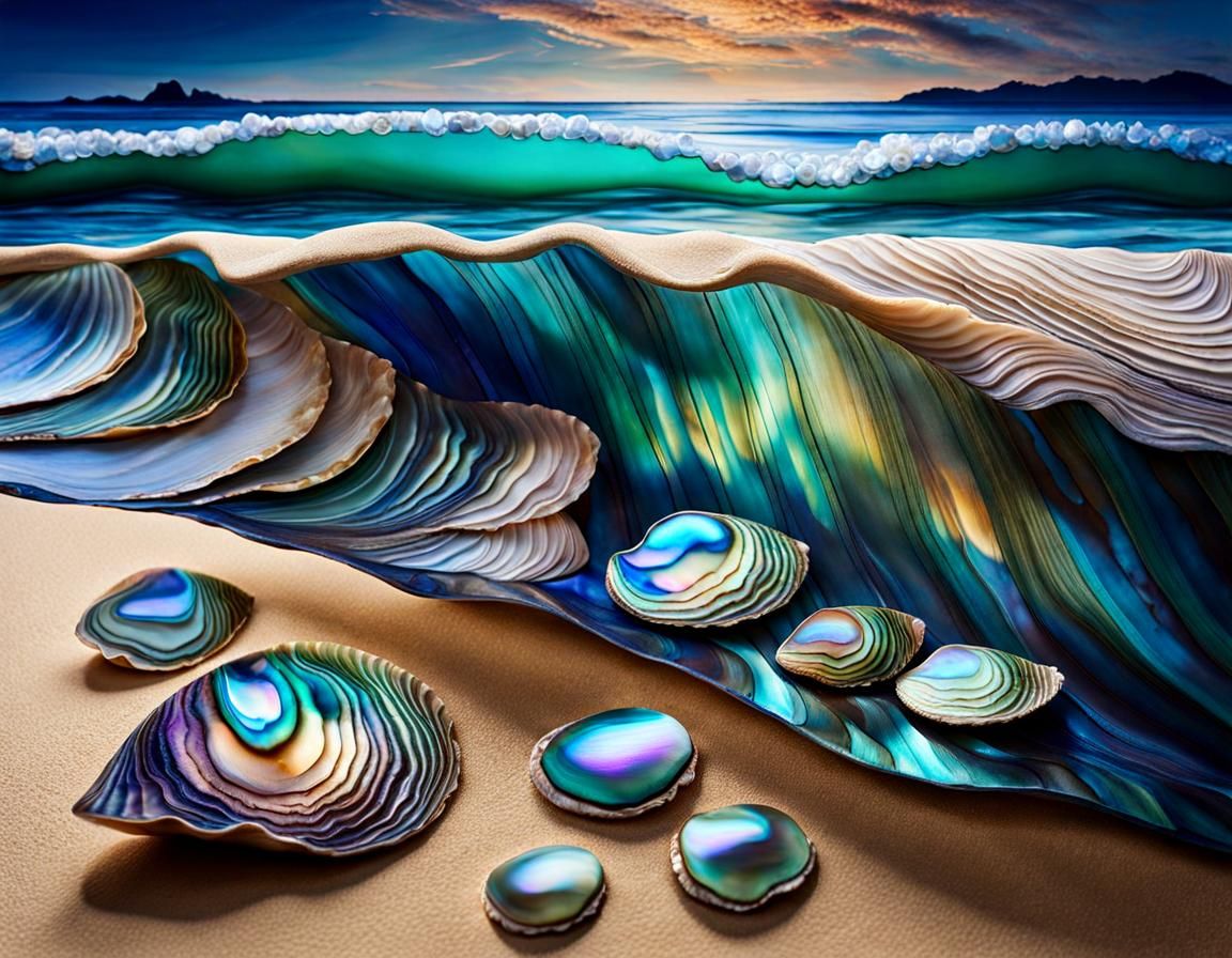 Dramatic Shells on Sandy Shore in Dimensional Style